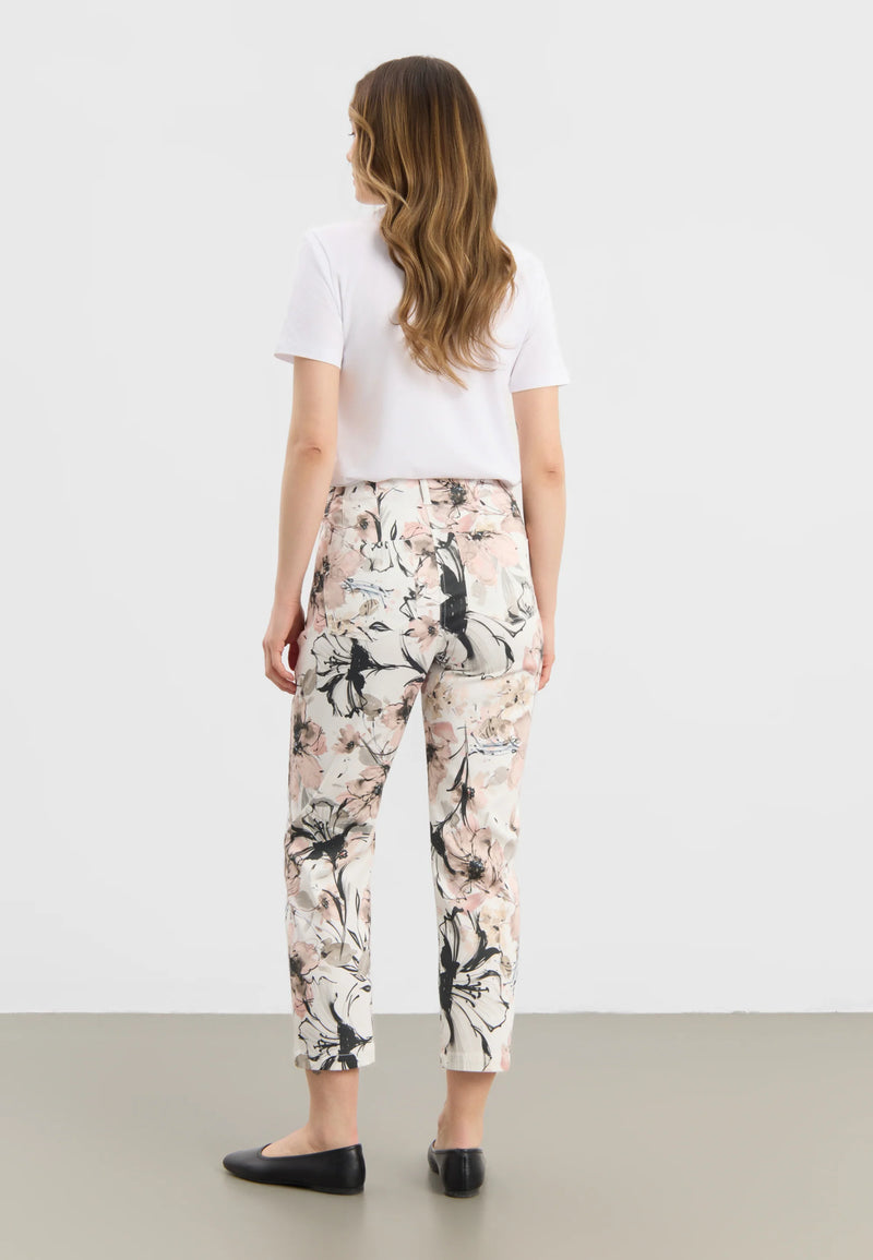 LauRie Byxor Patricia Pure Regular Cropped Rose Print