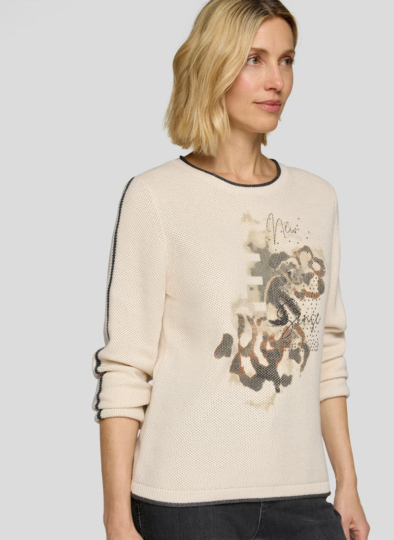 Rabe Abstrakt Stickad Tröja Gul