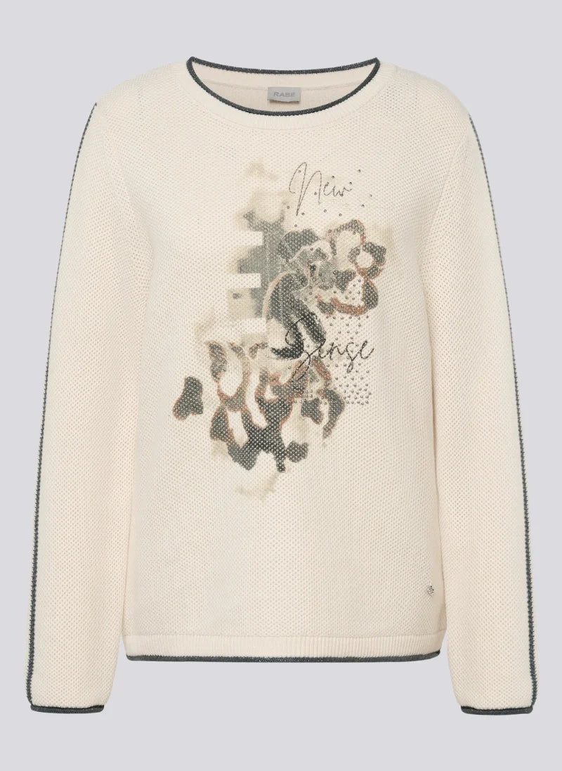 Rabe Abstrakt Stickad Tröja Gul