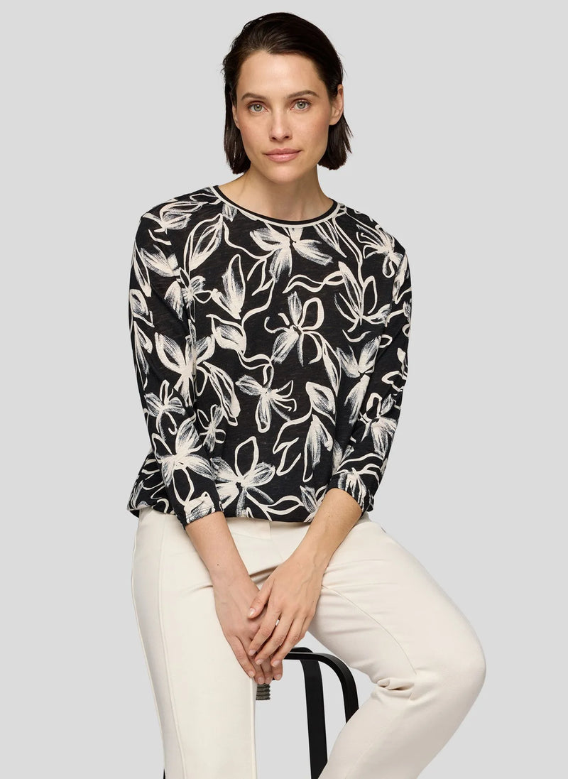 Rabe Blommig Topp Benvitt