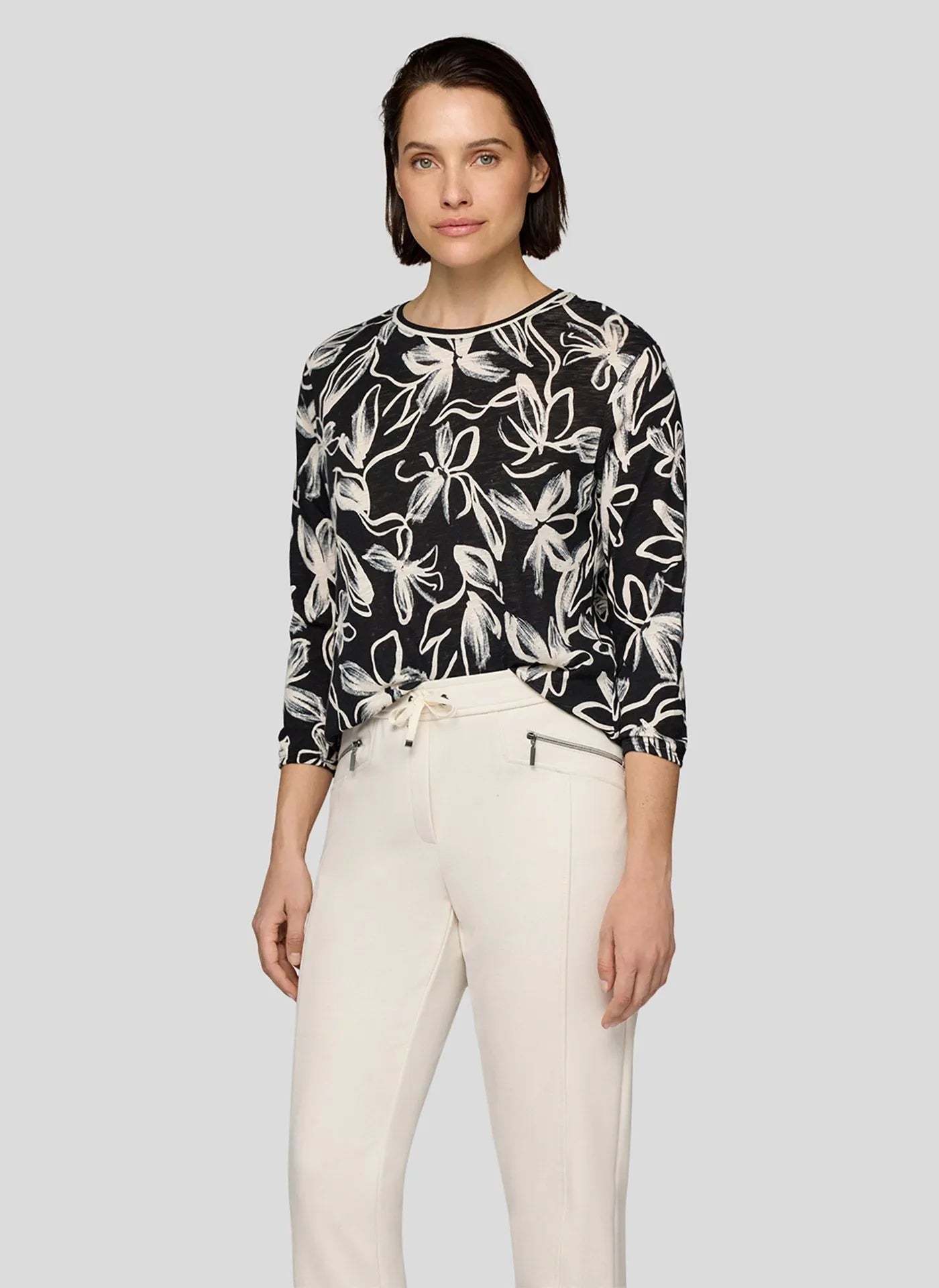 Rabe Blommig Topp Benvitt