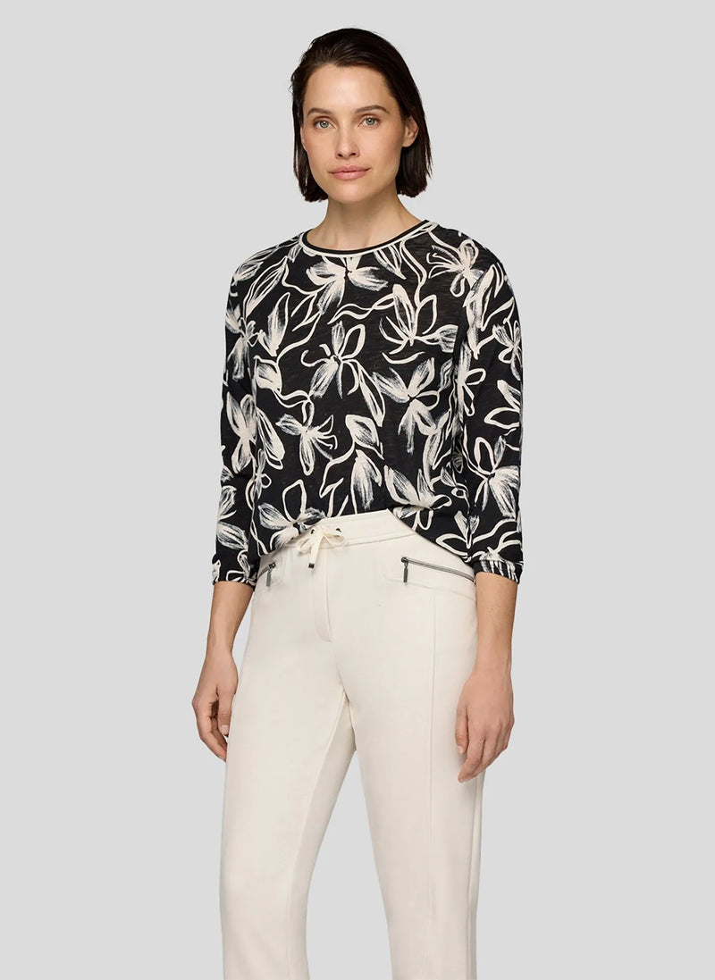 Rabe Blommig Topp Benvitt