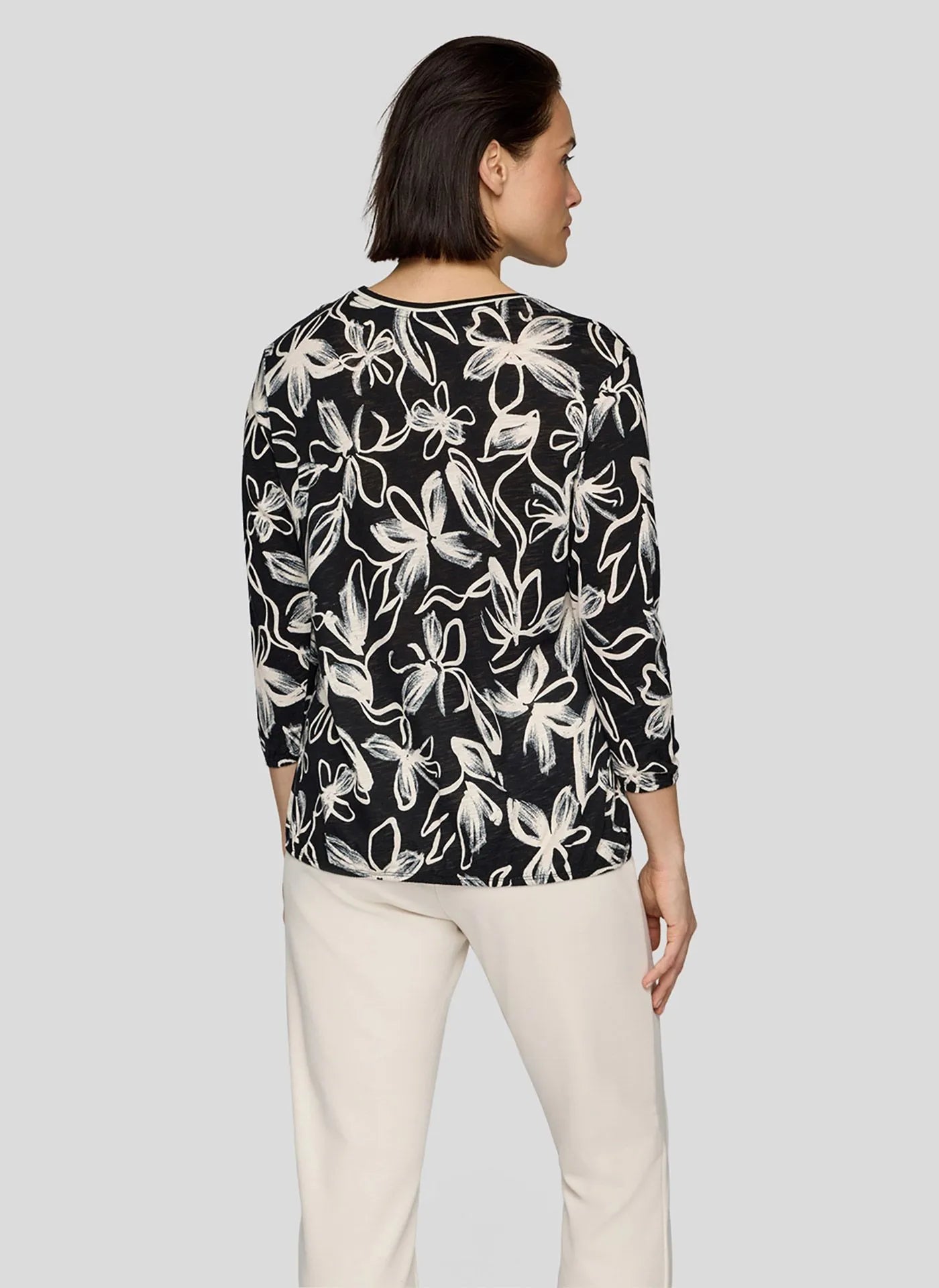 Rabe Blommig Topp Benvitt