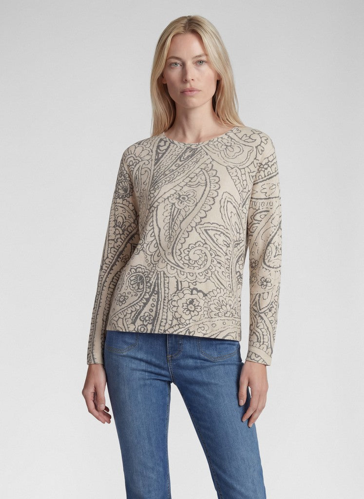 Rabe Långärmad Topp med Paisleymönster Beige/Grå