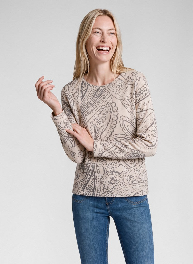 Rabe Långärmad Topp med Paisleymönster Beige/Grå