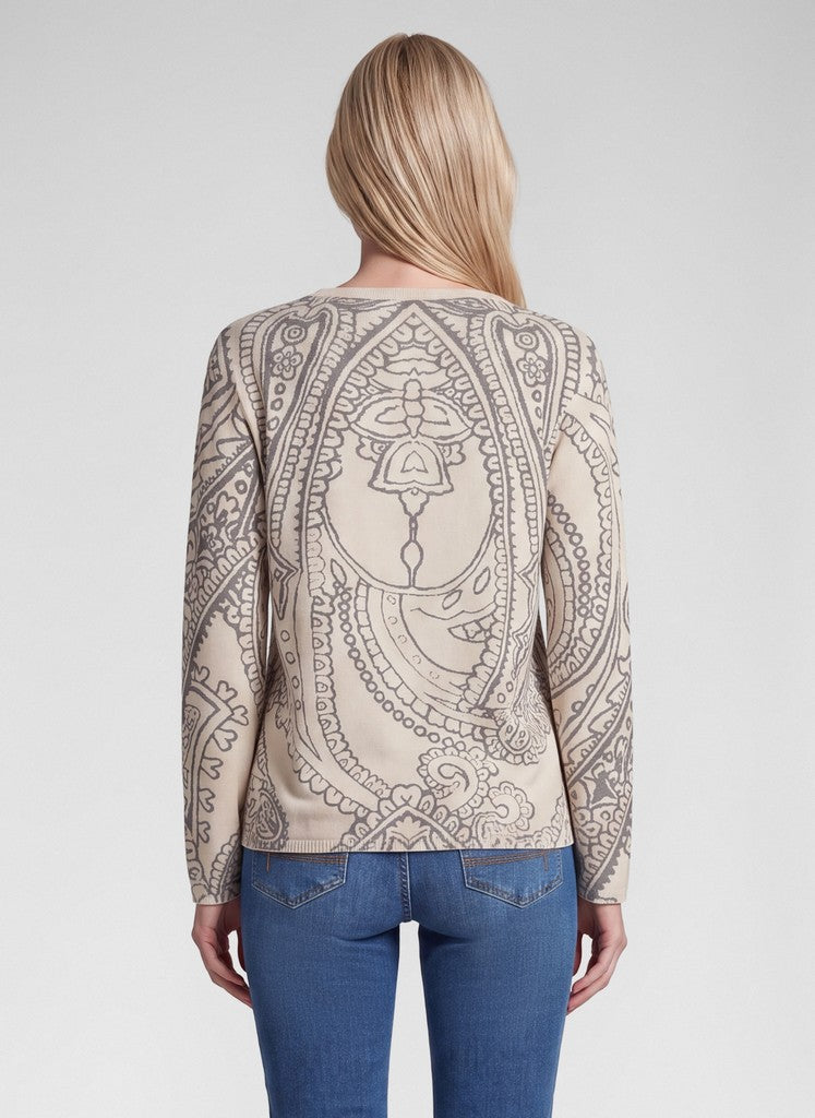 Rabe Långärmad Topp med Paisleymönster Beige/Grå