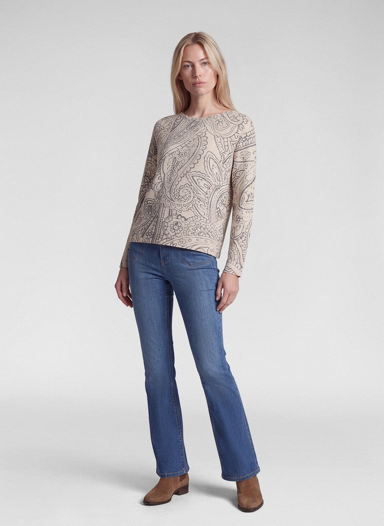 Rabe Långärmad Topp med Paisleymönster Beige/Grå