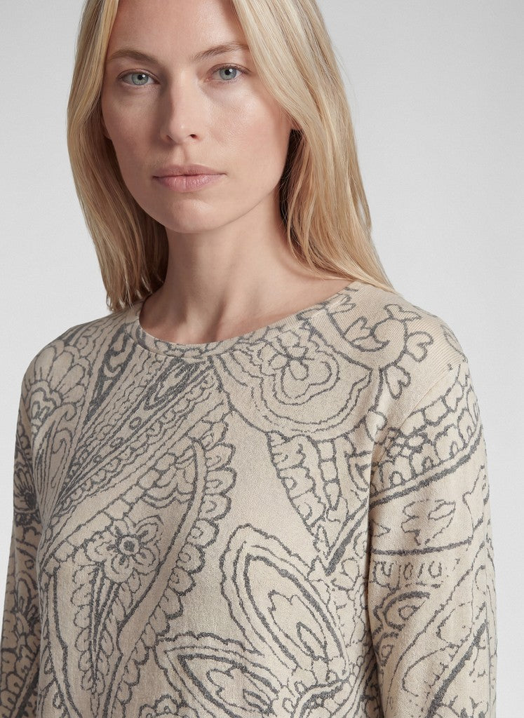 Rabe Långärmad Topp med Paisleymönster Beige/Grå