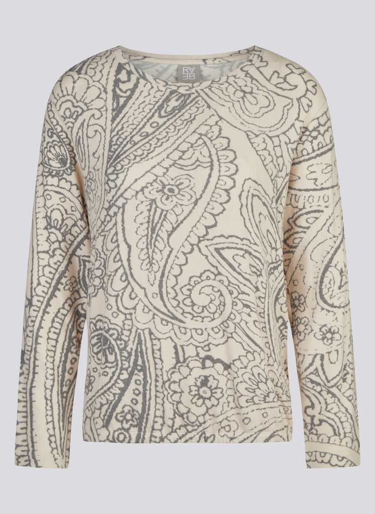 Rabe Långärmad Topp med Paisleymönster Beige/Grå