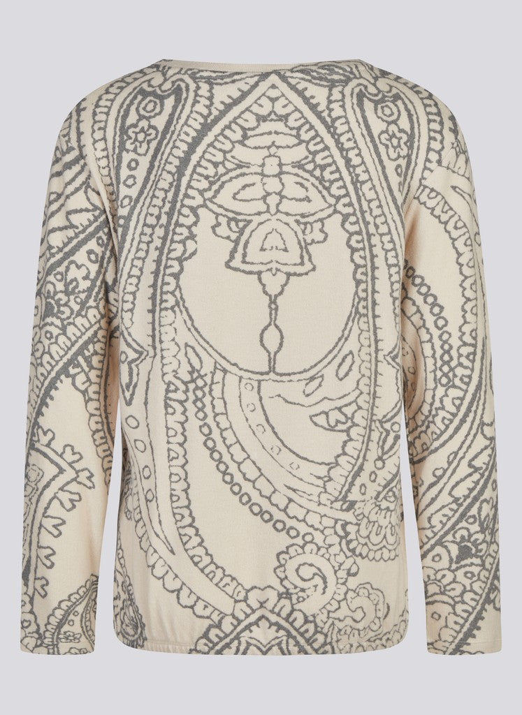 Rabe Långärmad Topp med Paisleymönster Beige/Grå