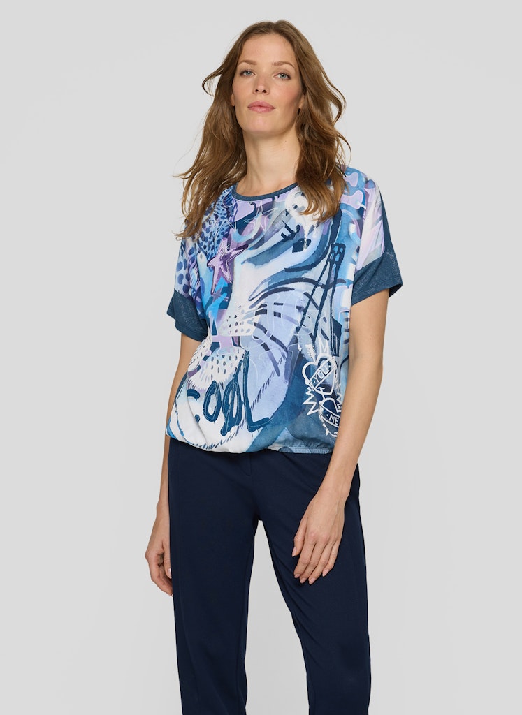 Rabe Mönstrad T-Shirt med Grafiskt Tryck Blå