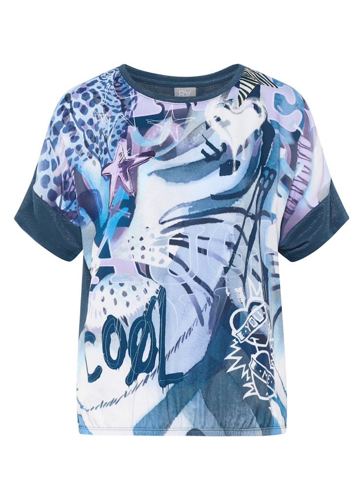 Rabe Mönstrad T-Shirt med Grafiskt Tryck Blå