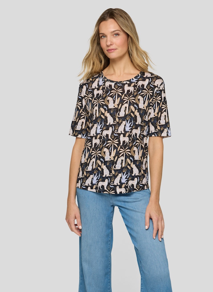 Rabe Mönstrad T-Shirt med Leoparder Svart