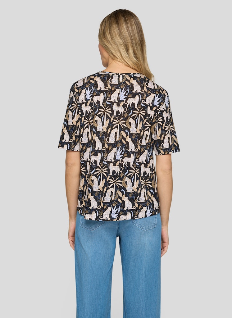 Rabe Mönstrad T-Shirt med Leoparder Svart