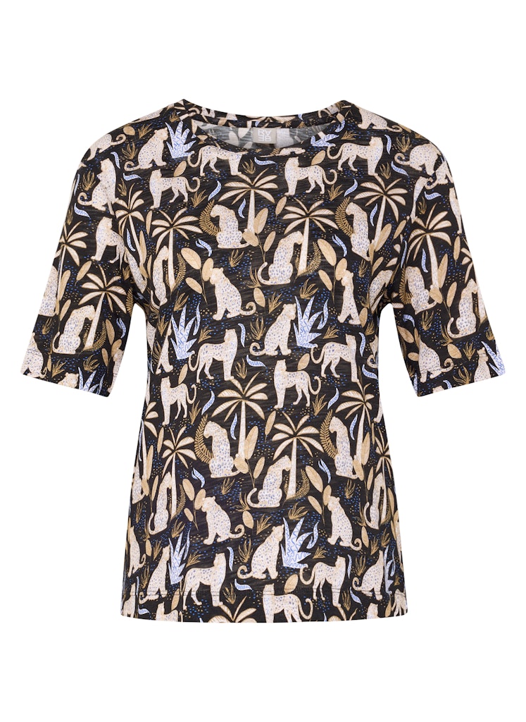Rabe Mönstrad T-Shirt med Leoparder Svart