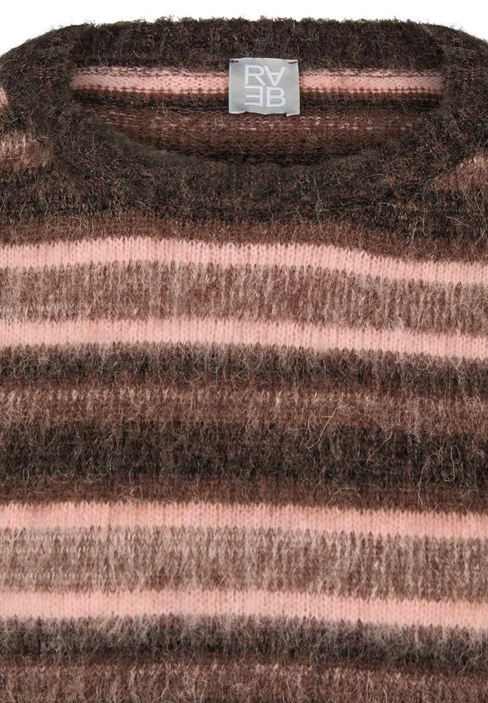 Rabe Randig Stickad Tröja i Mohairlook Brun/Rosa