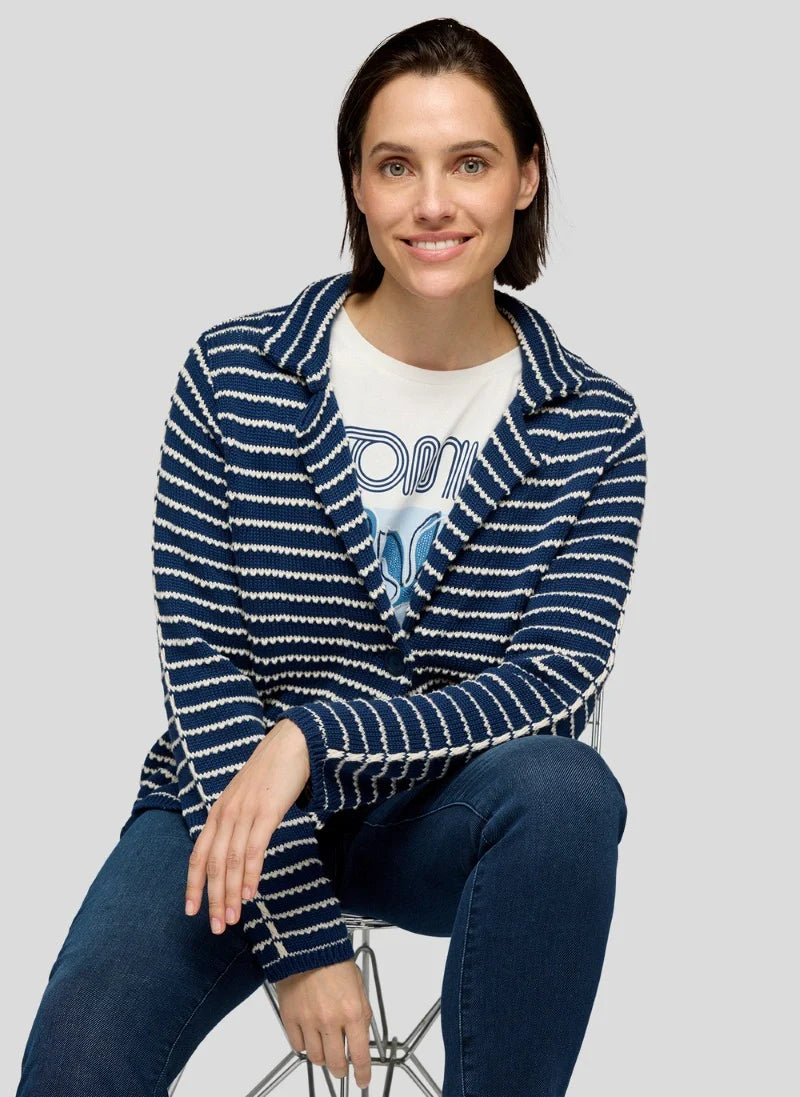 Rabe Stickad Jacka Marinblå