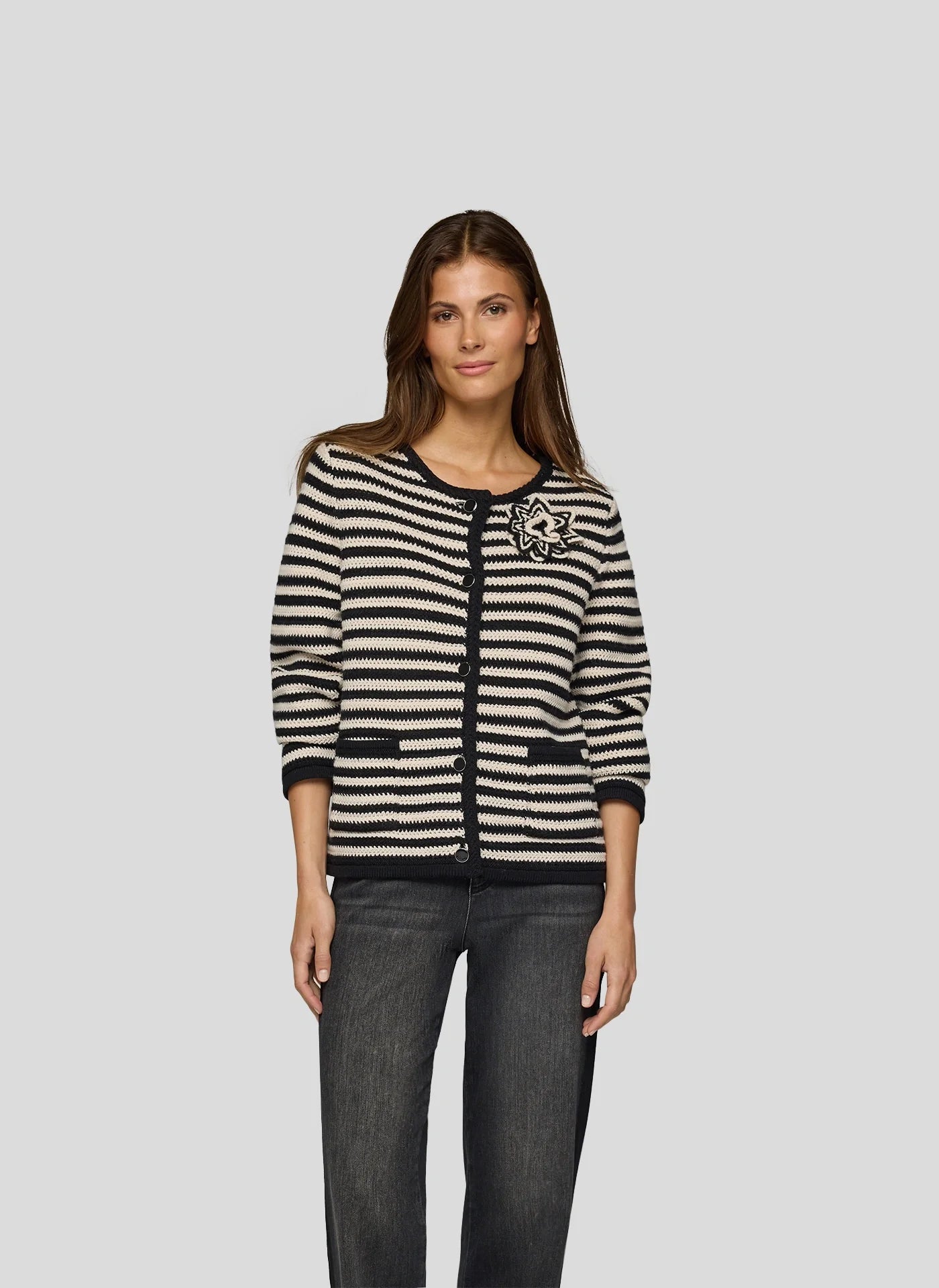 Rabe Stickad Kofta Benvitt