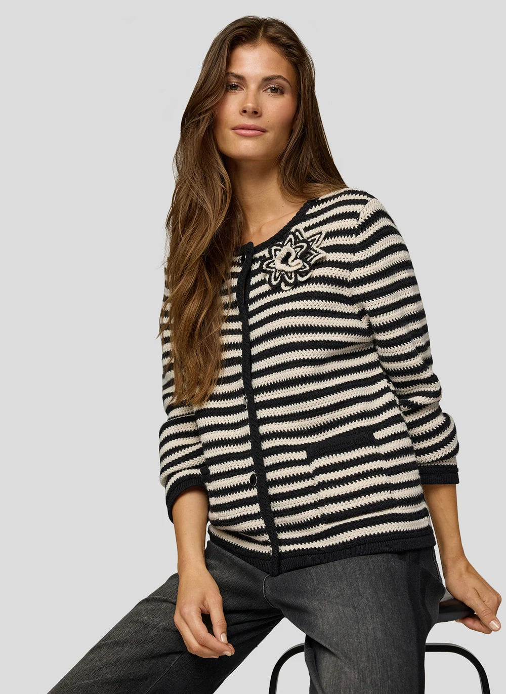 Rabe Stickad Kofta Benvitt