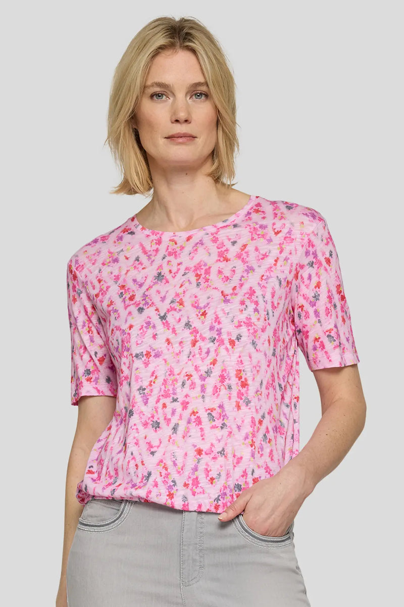 Rabe Mönstrad T-Shirt med Blommönster Rosa
