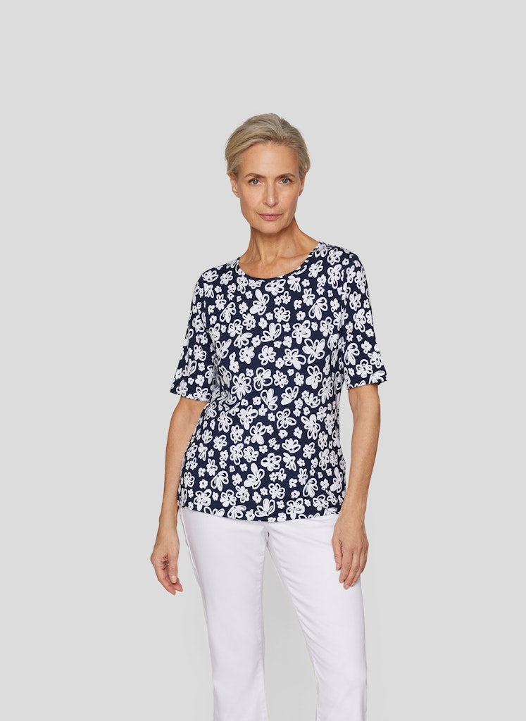 Rabe kortärmade blomming Topp blå