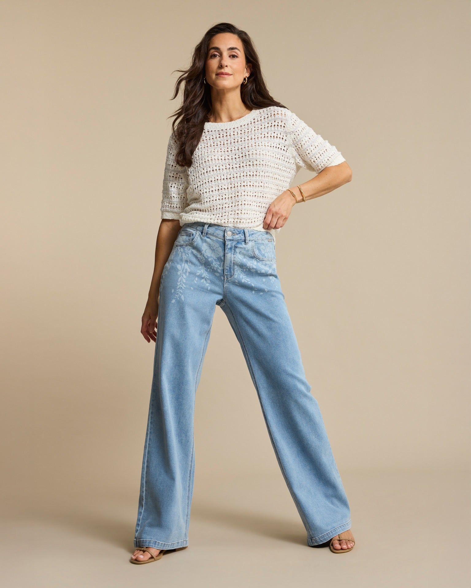 Red Button Blommig Jeans Colette Bleach