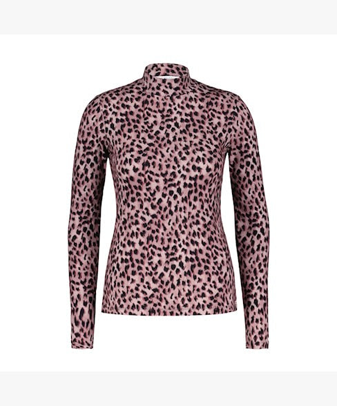 Red Button Rolinde leopard Långärmade Topp Old rose