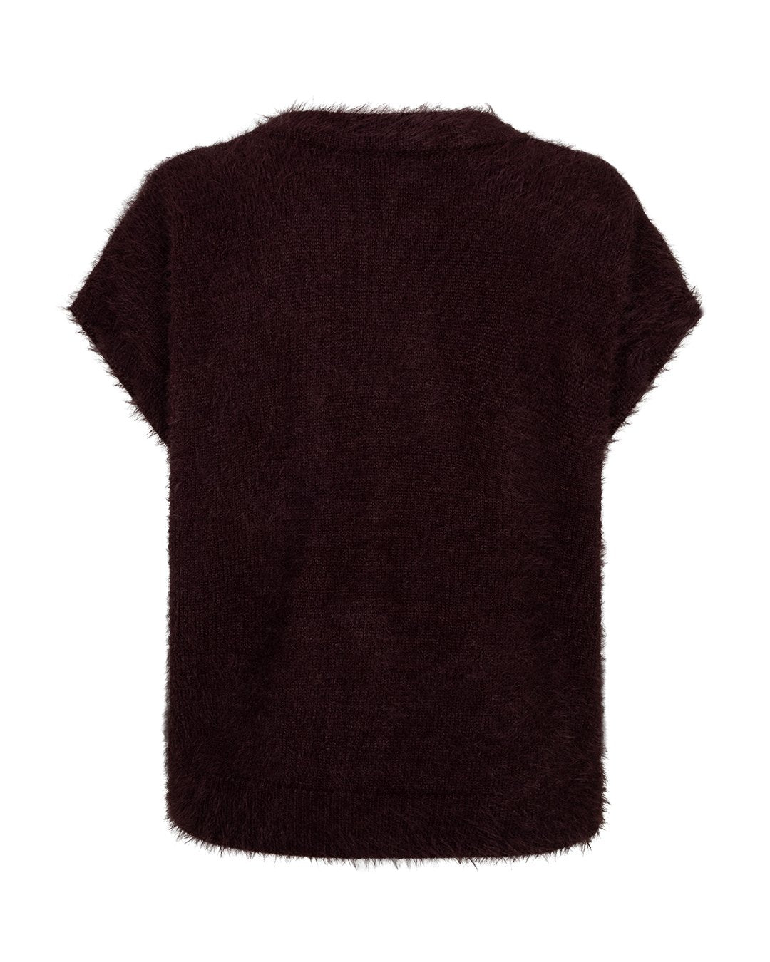 Red Button Sleeveless Fuzzy Stickad Väst Vinröd