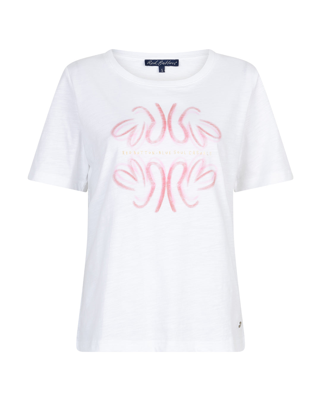 Red Button T-Shirt Temmy Butterfly Vit/Rosa
