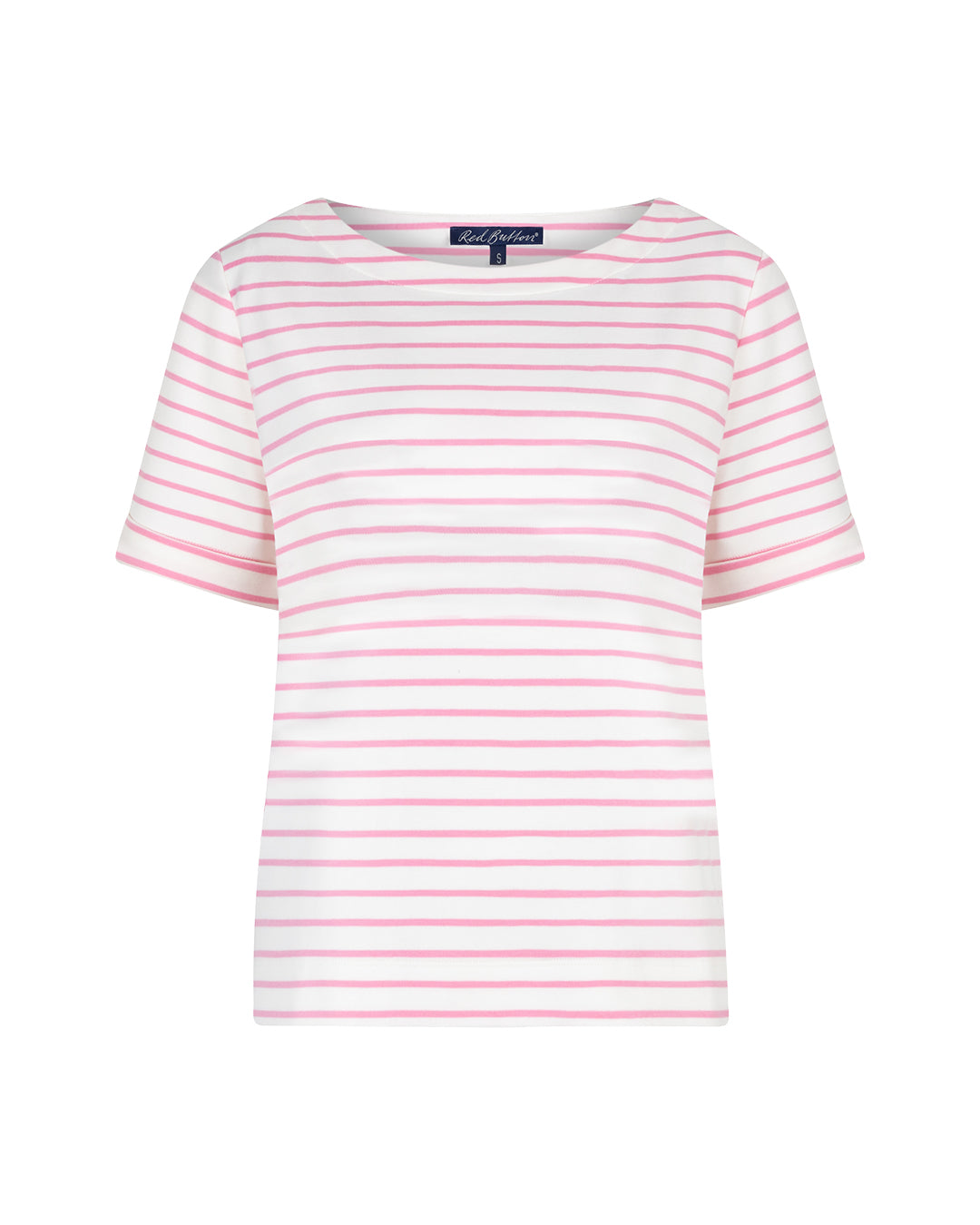 Red Button Topp Terry Kort ärm Rosa/Vit Randig