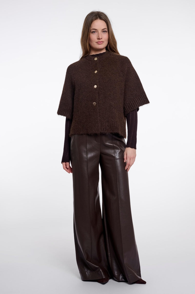 Rino & Pelle Elco Draped Stickad Cape Mörkbrun