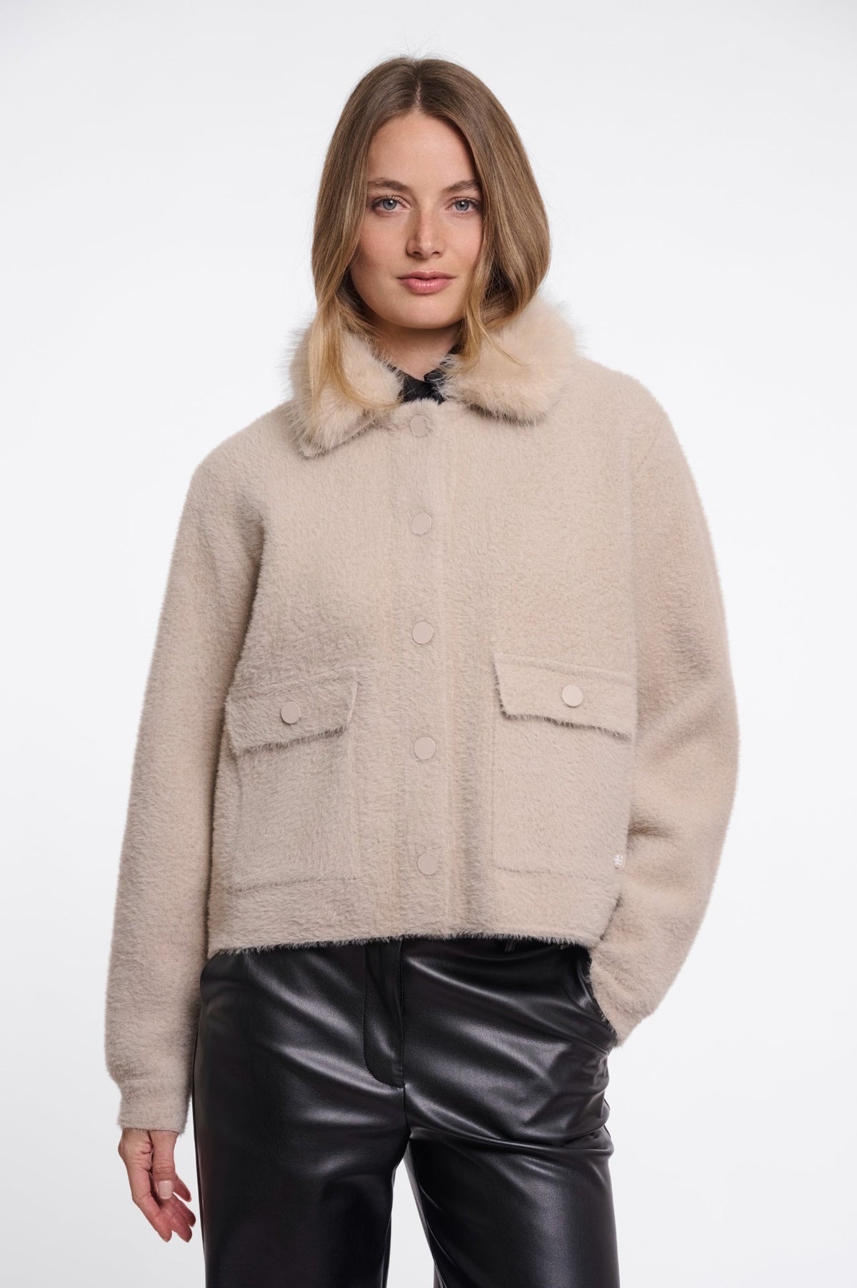 Rino & Pelle Nia Jacka med Avtagbar Krage Beige