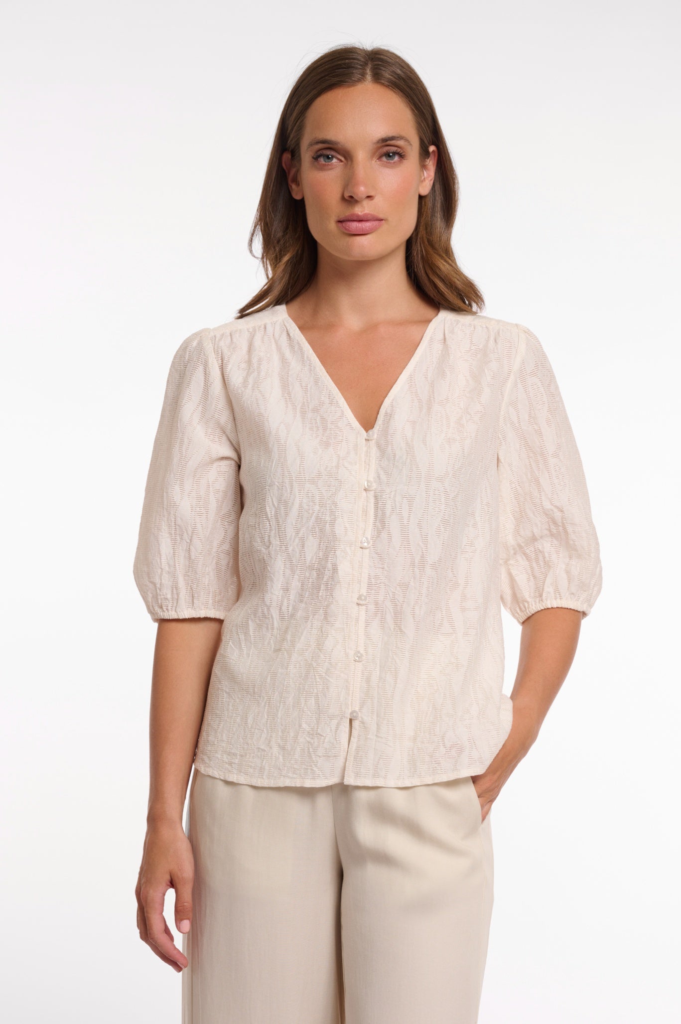 Rino & Pelle V-ringad Blus Whitney Beige