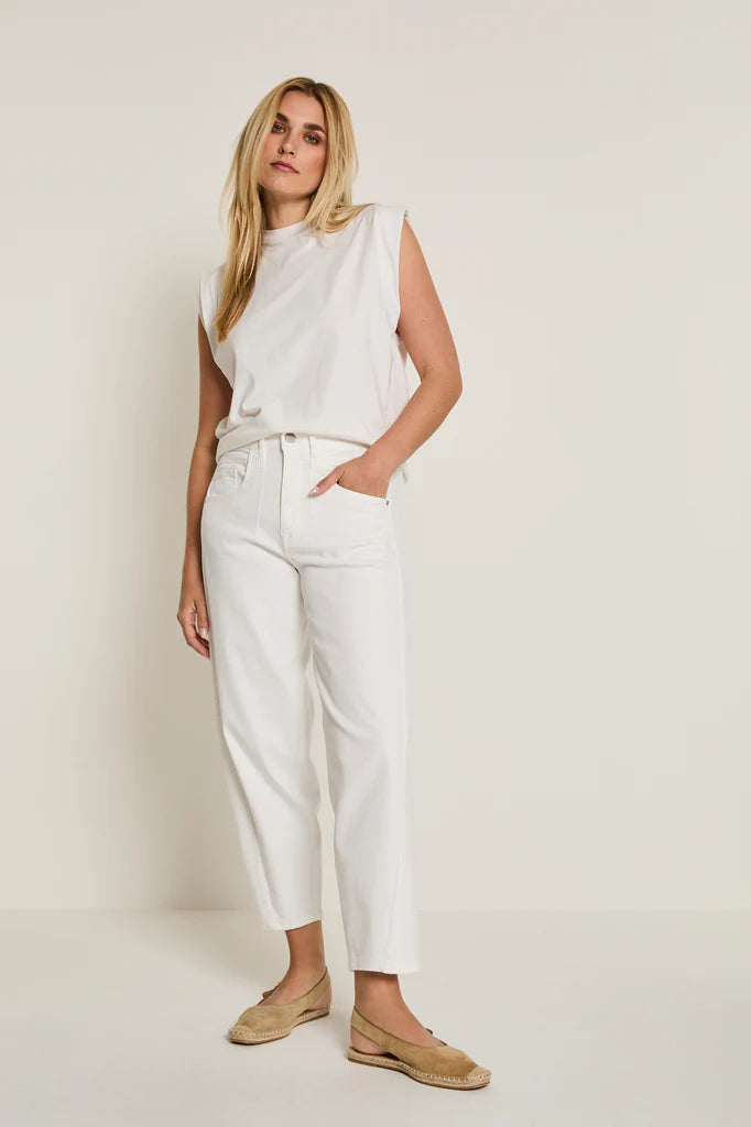 PARA MI Coco (Barrel) Color Denim White Cropped