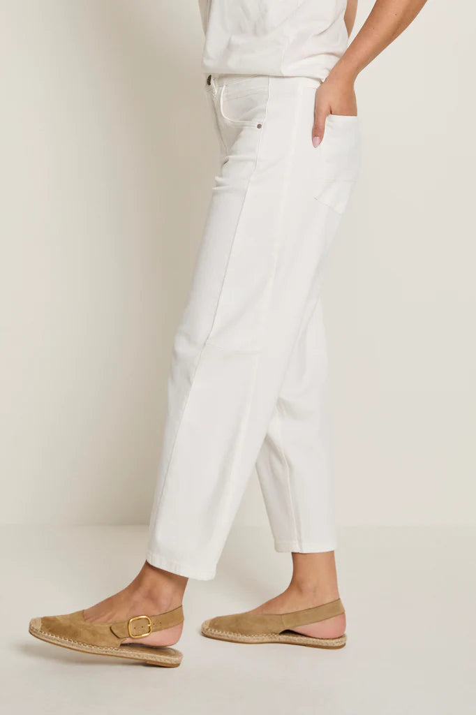 PARA MI Coco (Barrel) Color Denim White Cropped