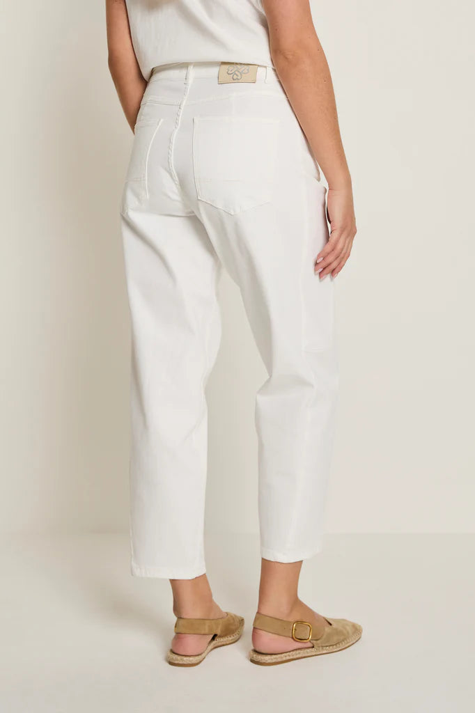 PARA MI Coco (Barrel) Color Denim White Cropped