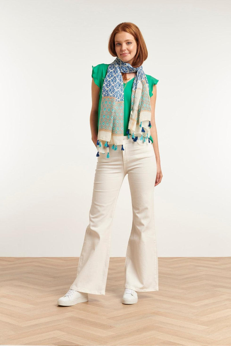 Smashed Lemon Scarf White Blue