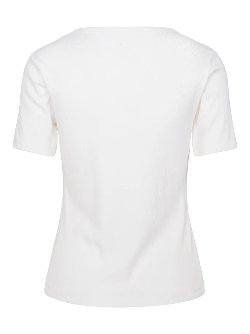 HAUST Ribbad Kortärmad Topp Vit