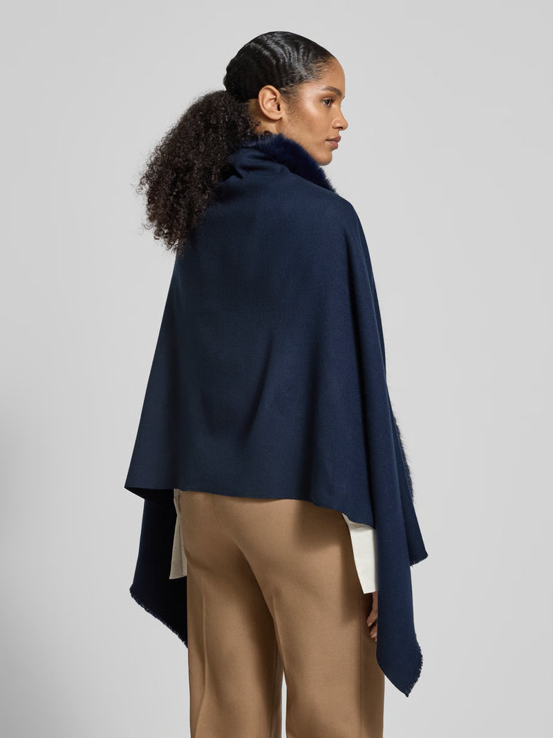 FRAAS Poncho med Fuskpäls Navy