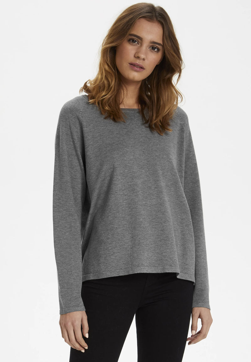 CULTURE Annemarie Solid Stickad Tröja Grey Melange