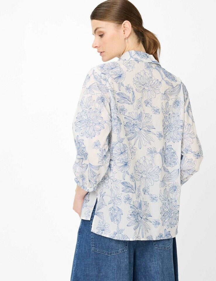 Brax Skjortblus i Ren Linne Vicki Blå