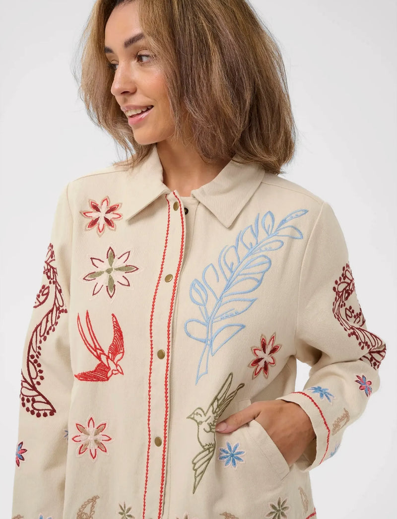Cream Innejacka med broderier detaljer CRRosetta Beige