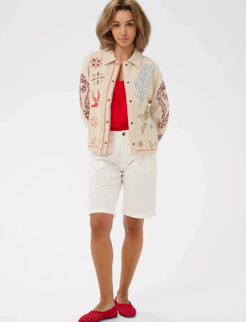 Cream Innejacka med broderier detaljer CRRosetta Beige