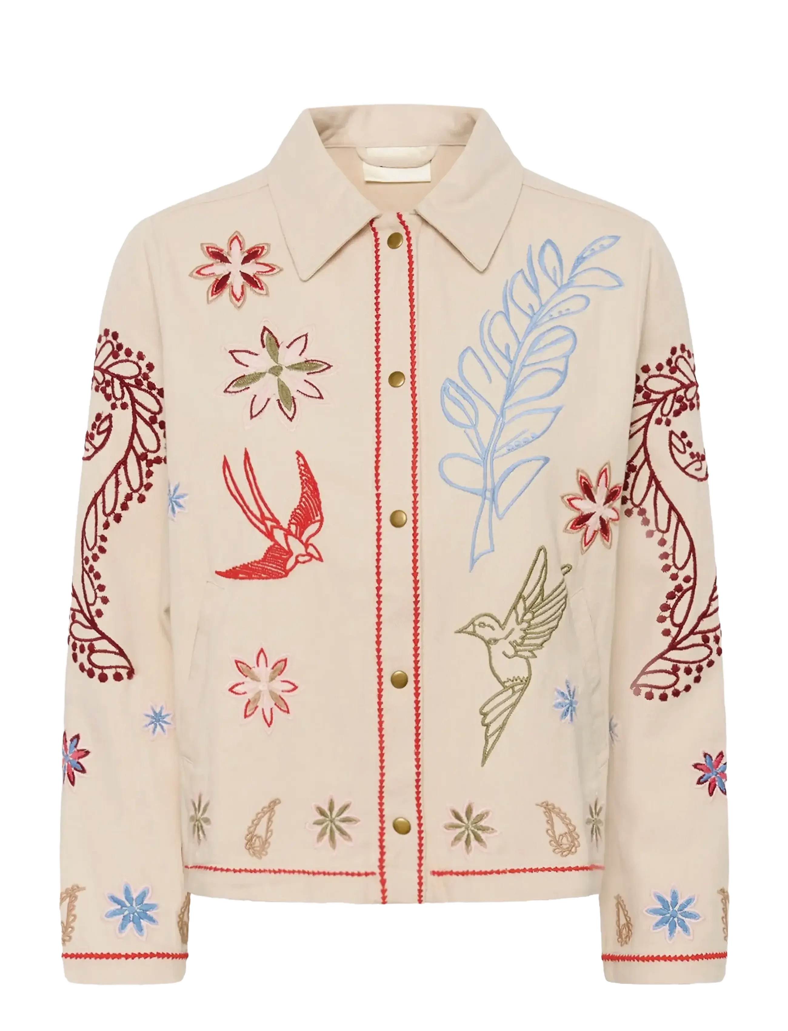 Cream Innejacka med broderier detaljer CRRosetta Beige