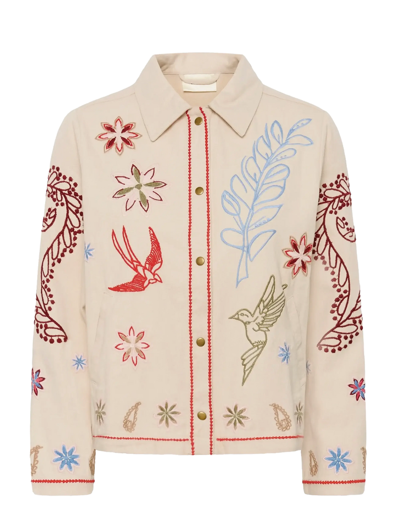 Cream Innejacka med broderier detaljer CRRosetta Beige