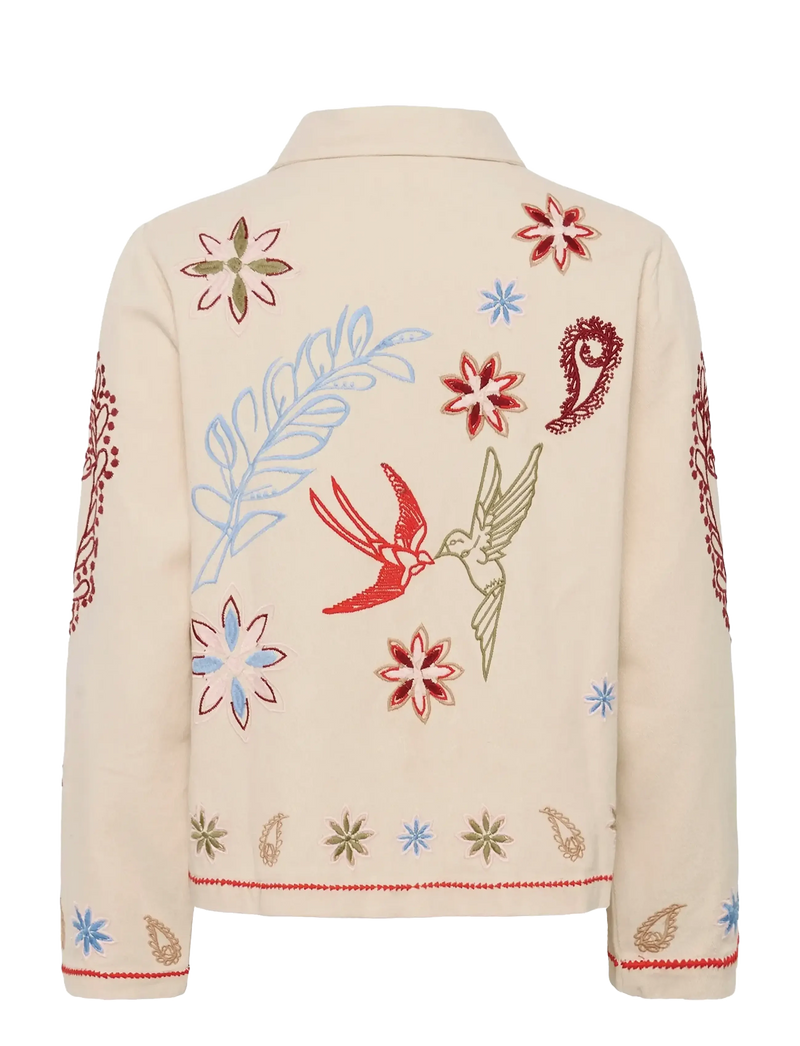 Cream Innejacka med broderier detaljer CRRosetta Beige