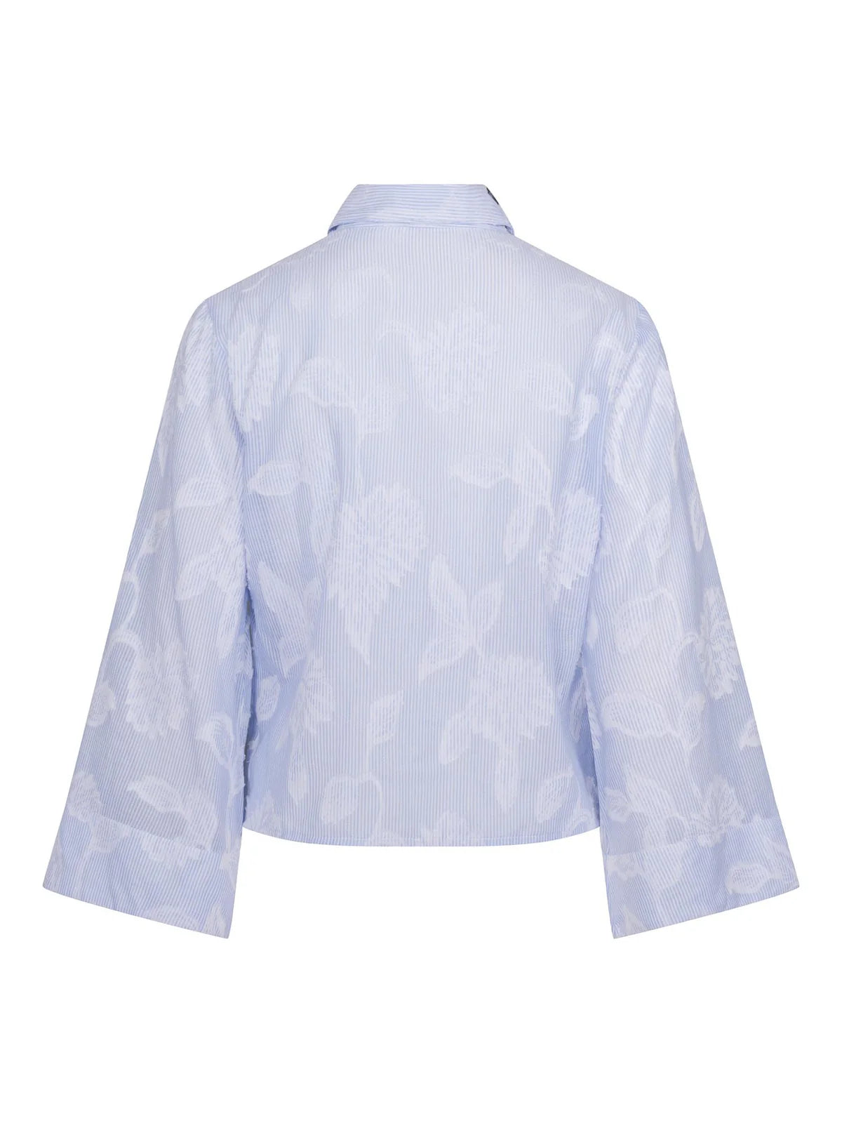 HAUST Bomullsskjorta med Knytband Randig Ljusblå