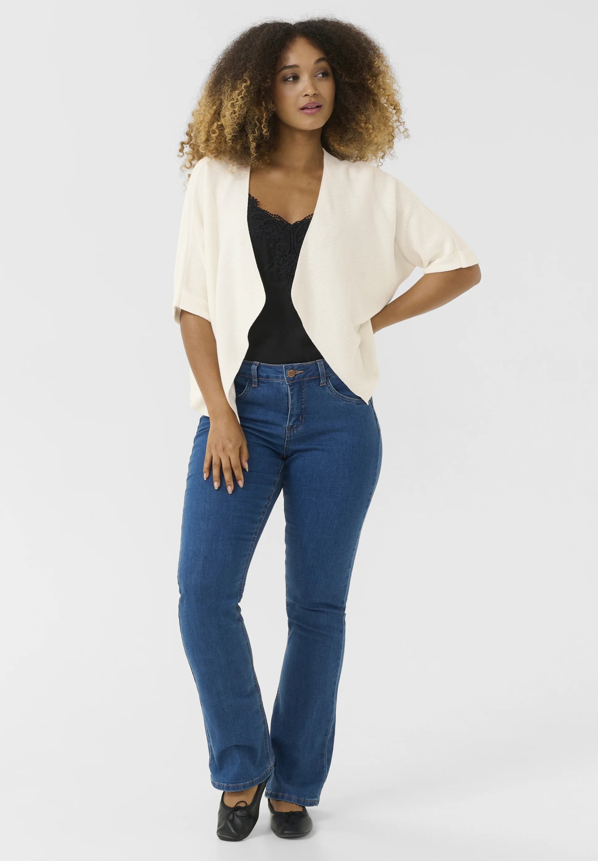 Cream Stickad Bolero CRSillar Vit