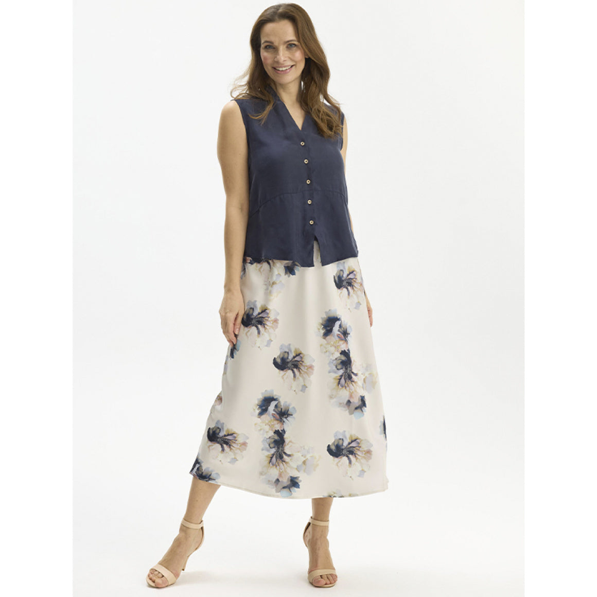 IN Front Estella Elegant Långkjol Champange