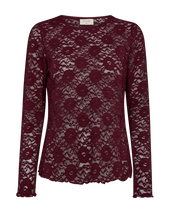 FreeQuent Spetsblus Lennon med Långa Ärmar Vinröd